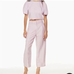 Aritzia linen cropped effortless pants